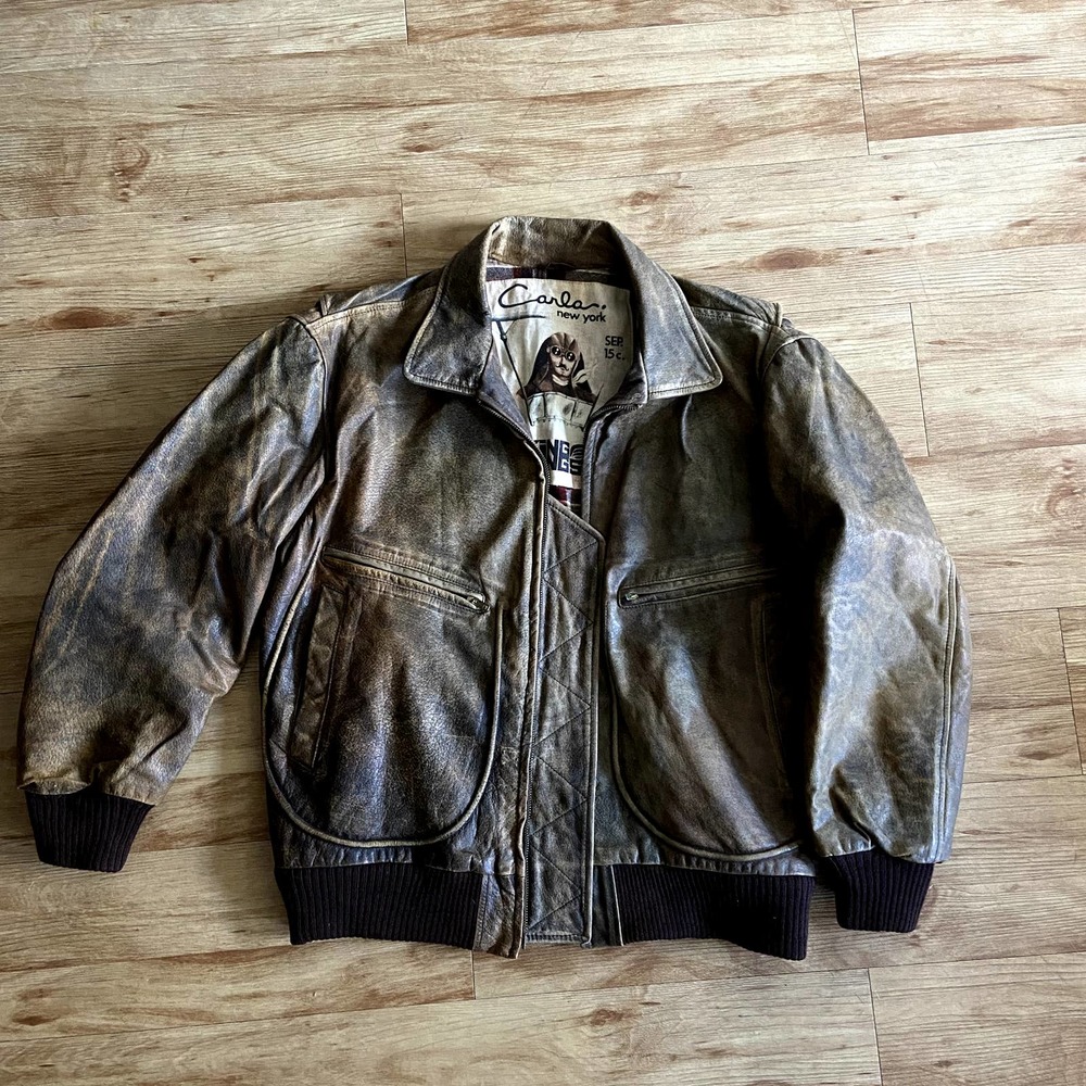 Pilot Flight Bomber Style Leather Carla New York Leather Jacket